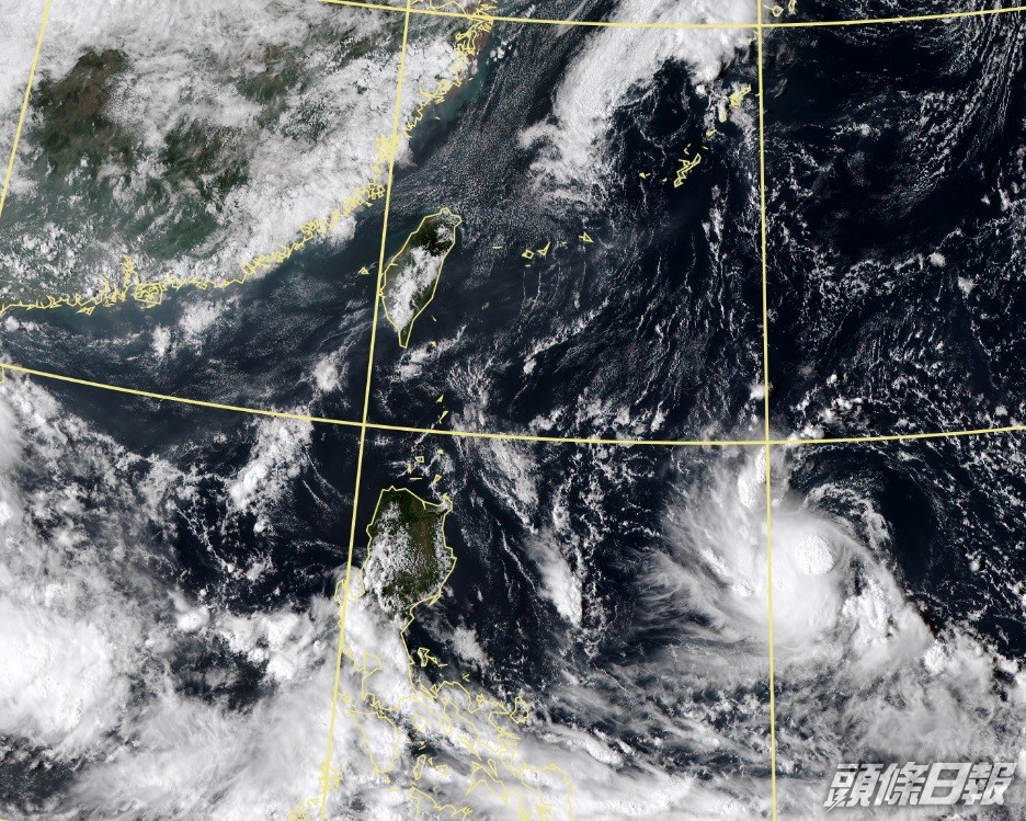 位於菲律賓以東海域的熱帶風暴環流不大。台灣中央氣象局圖片
