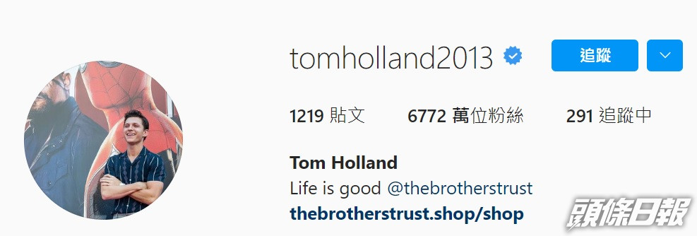 湯姆賀倫目前的IG粉絲人數高達6,772萬人。