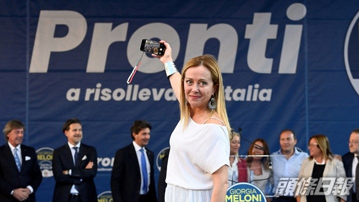 兄弟黨領袖梅洛尼有望成為意大利首名女總理。路透社資料圖片