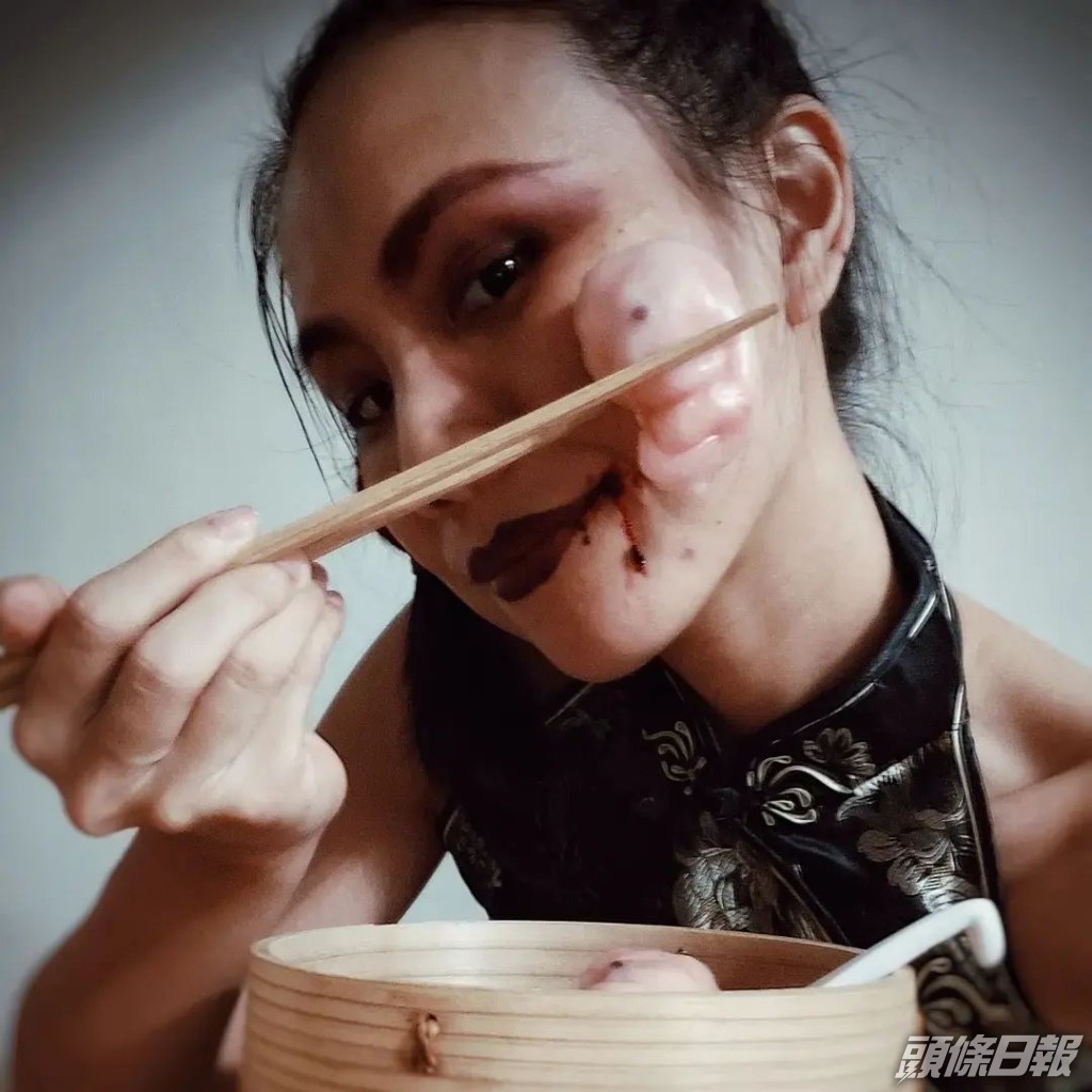 台灣一名恐怖片頭號女粉絲，早前萬聖節就進行特別企劃自製「胚胎餃子」。