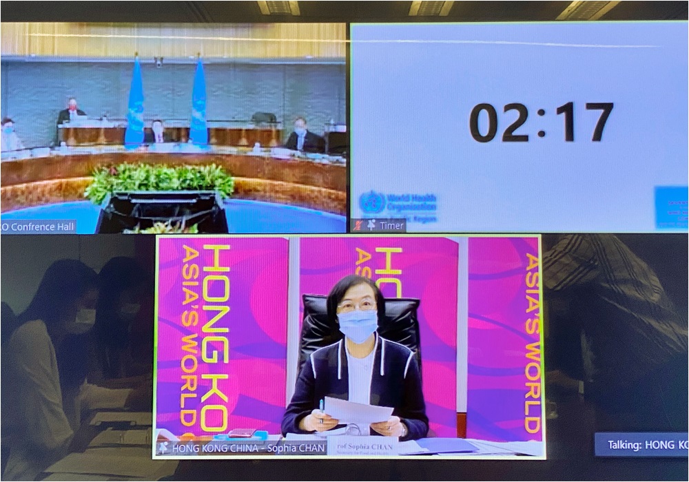 食衛局局長陳肇始今出席世衛第71屆地區年會,分享港府抗疫經驗。政府新聞處圖片