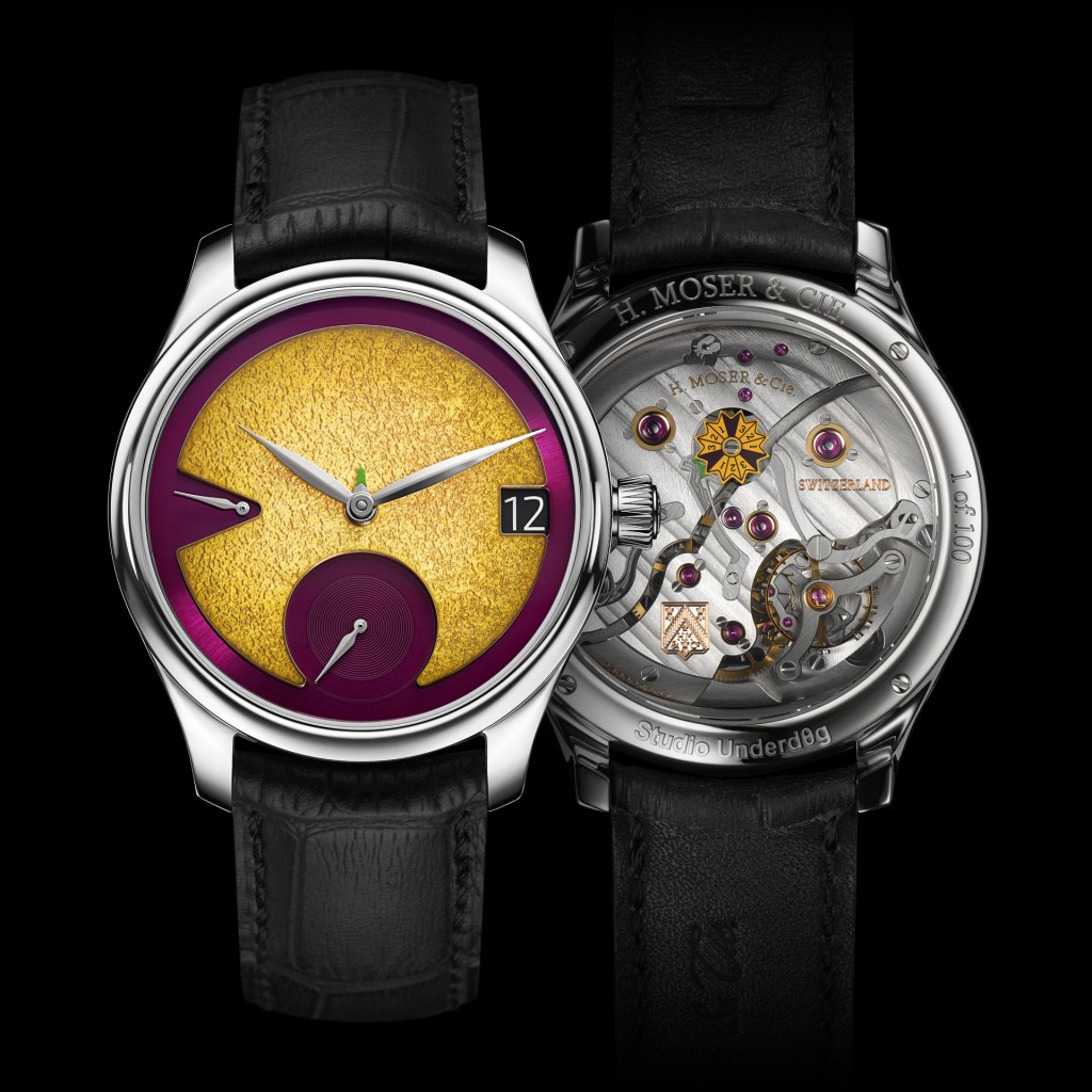 H. Moser & Cie. X Studio Underd0g Endeavour Perpetual Calendar Passion Fruit，錶殼：42mm不鏽鋼/ 機芯：HMC 800手上鏈/ 限量：100枚。