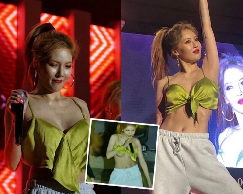 泫雅不慎走光但不影響演出。（網圖）