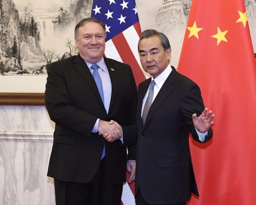 王毅會見蓬佩奧。AP