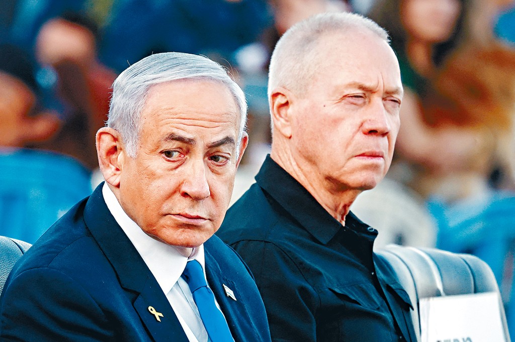 以色列總理內塔尼亞胡和前防長加蘭特。