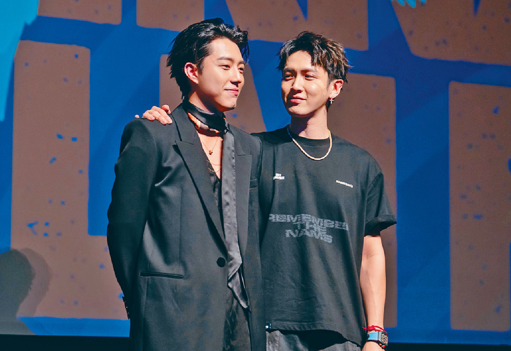 ■柯震東（右）和蔡凡熙在電影放映後，與香港觀眾見面。
