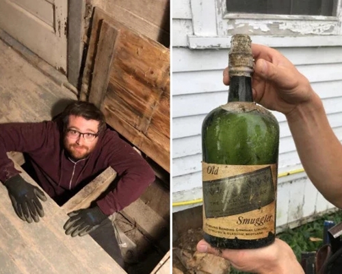情侶入住百年老屋，挖出數十瓶價值數十萬的陳年威士忌。