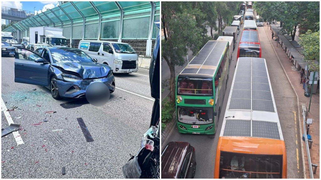 車禍導致上水區大塞車。網上圖片