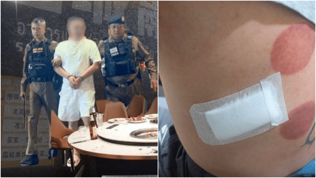 芭堤雅中國醉男誤闖餐廳包廂挨罵,怒揮刀刺傷同鄉。 facebook / สภ.เมืองพัทยา