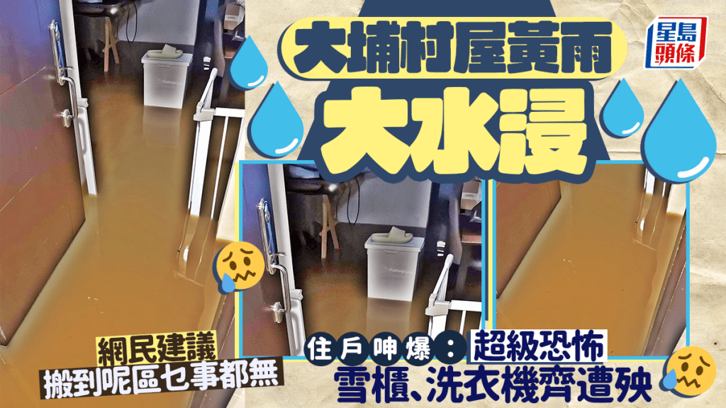大埔村屋黃雨大水浸 住戶呻爆:超級恐怖 網民建議搬到呢區乜事都無 大埔村屋黃雨大水浸 住戶呻爆:超級恐怖 網民建議搬到呢區乜事都無