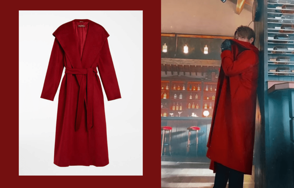 在最新MV中，姜濤身穿紅色的Max Mara Pure Cashmere Hooded Coat，演繹特務角色。$27,680