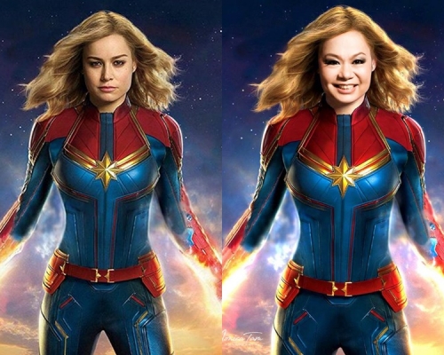 杜麗莎(右)變身《Marvel隊長》。網上圖片