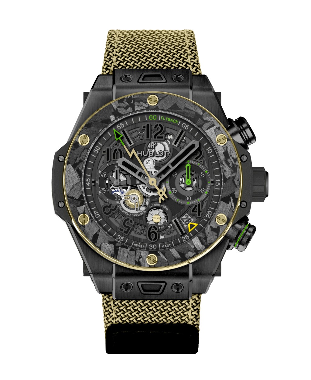 Hublot Big Bang Reload Usain Bolt Ceramic Carbon，錶殼：44mm陶瓷及碳纖維錶圈 / 機芯：HUB1280 UNICO自動 / 售價：$211,800。