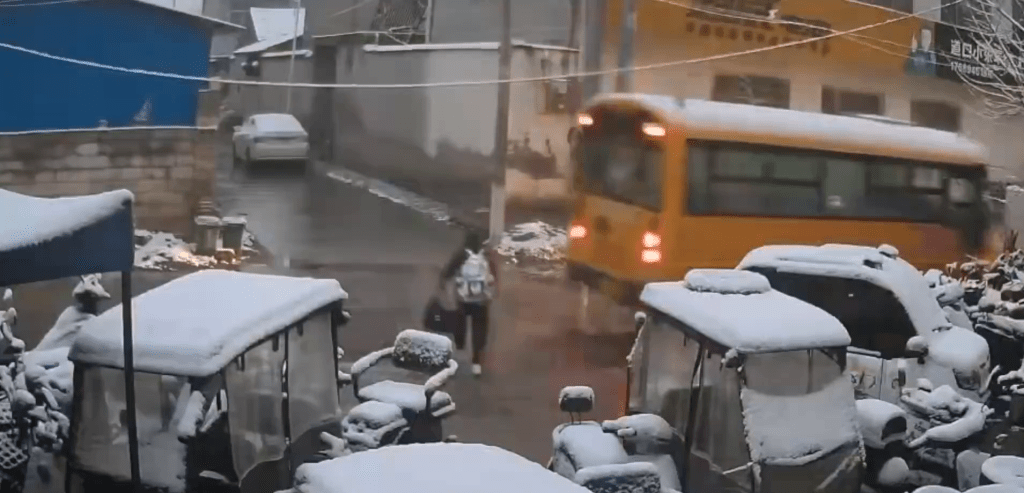 事發時男童剛下校車。 事發時男童剛下校車。