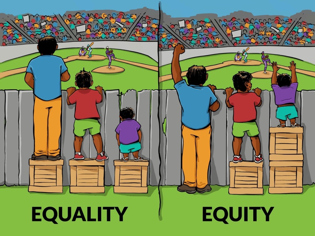 一圖看清Equality與Equity如何體現，賦予困難的更多。（圖片來源：受訪者提供）