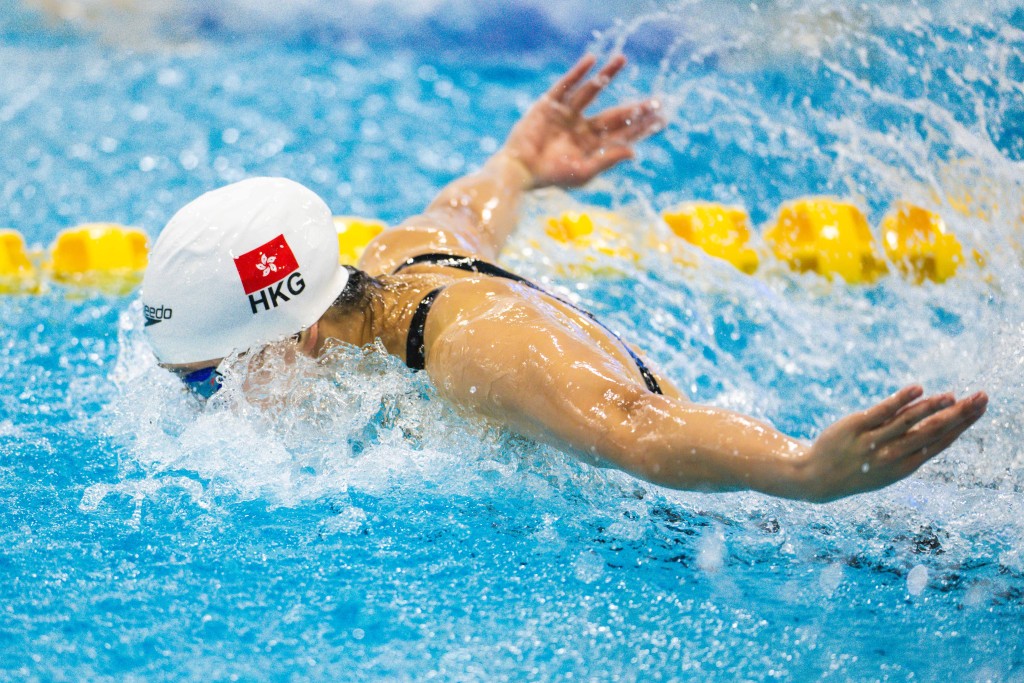 李芯瑤取得女子50米蝶泳冠軍，成為「4金后」。港協暨奧委會圖片