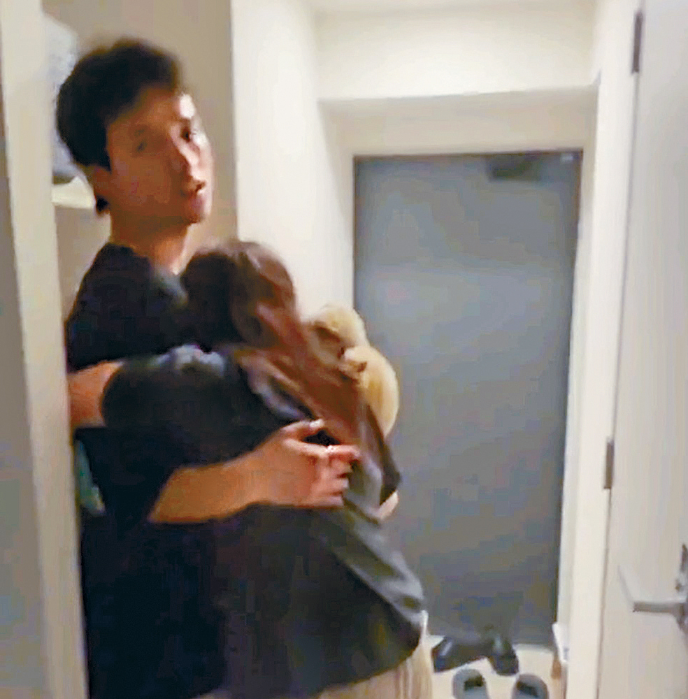 B&ZAI鈴木悠仁與AKB48鈴木久留美在慶生聚會上，親密擁抱。