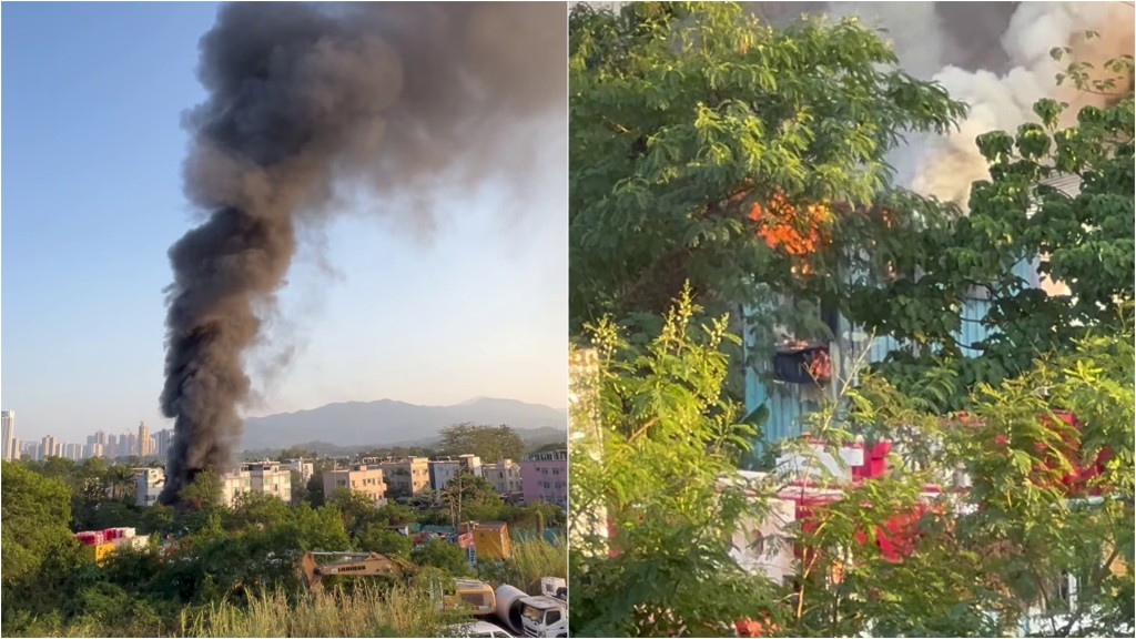 上水河上鄉鐵皮屋起火傳爆炸聲 消防拖喉灌救