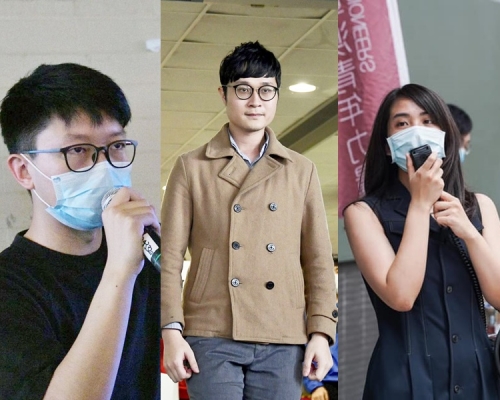 張崑陽(左)、劉頴匡(中)及前記者何桂藍(右)參與民主派初選。