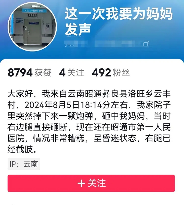 网名为「这一次我要为妈妈发声」的网友发布消息，讲述事发经过。