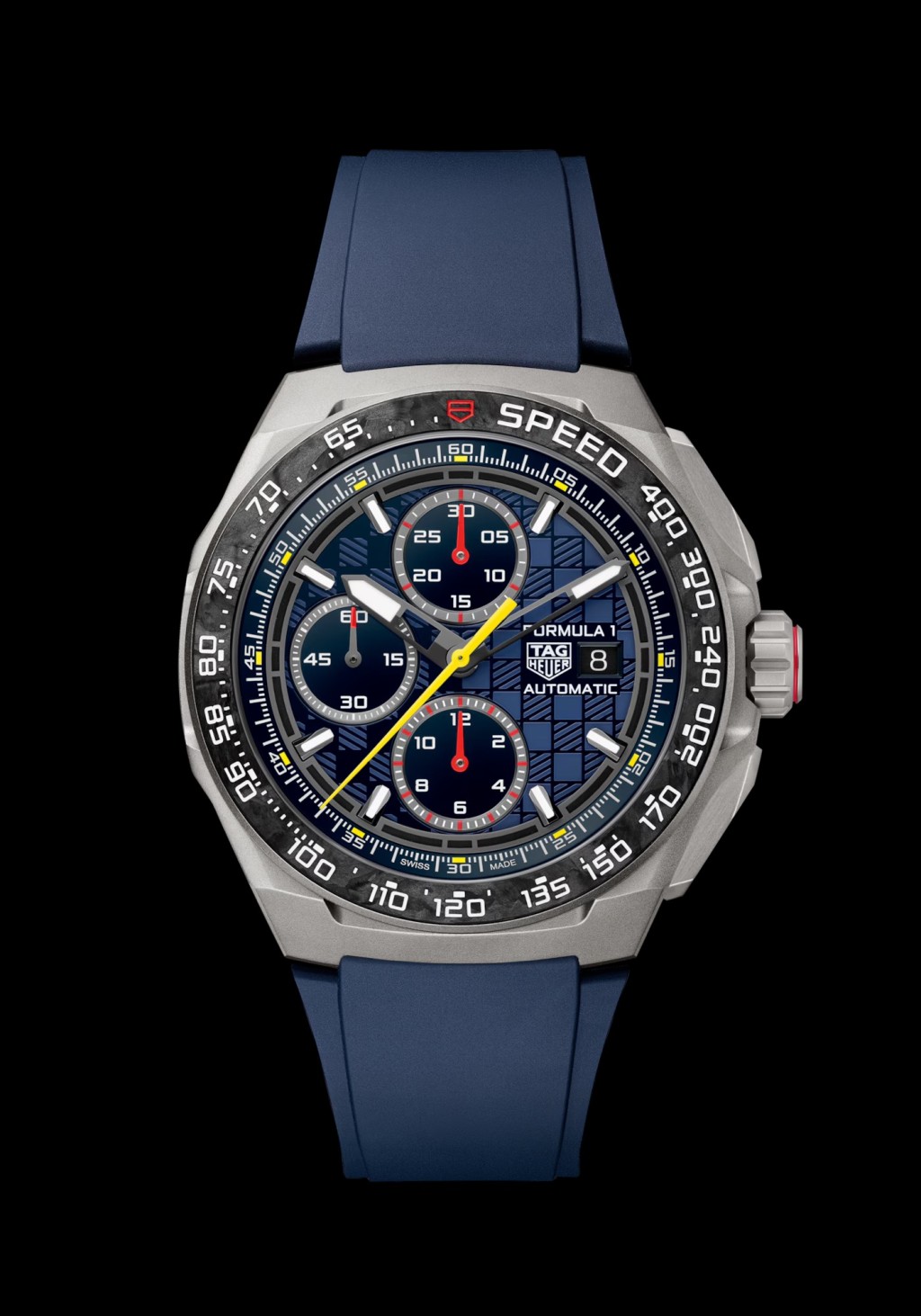 Tag Heuer×Oracle Red Bull Racing Formula 1 Chronograph Red Bull Racing Special Edition，錶殼：44mm鈦金屬/ 機芯：Calibre 16自動/ 售價：$44,650。