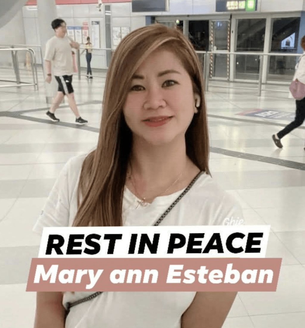 不幸遇難的40歲菲傭Maryan Pascual Esteban原訂12月16日返鄉，準備與父母及10歲兒子共度聖誕，豈料一場突如其來的大火燒斷整個家庭的盼望。