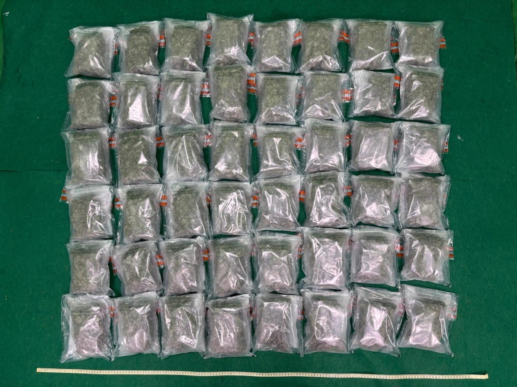 檢獲的懷疑大麻花。 檢獲的懷疑大麻花。