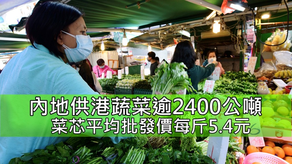 內地供港蔬菜逾2400公噸與平日相若。 資料圖片
