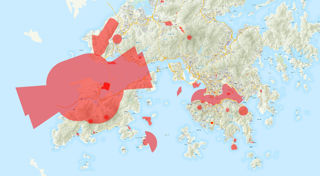 本港不少地區被劃為禁飛區。