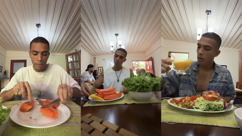 米勒（Addis Miller）恢復進食後狂吃生菜和木瓜。 Youtube