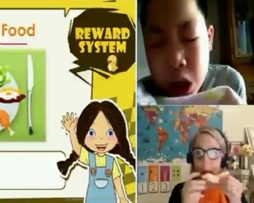 女外教Tracie与学生Sunny。网上图片