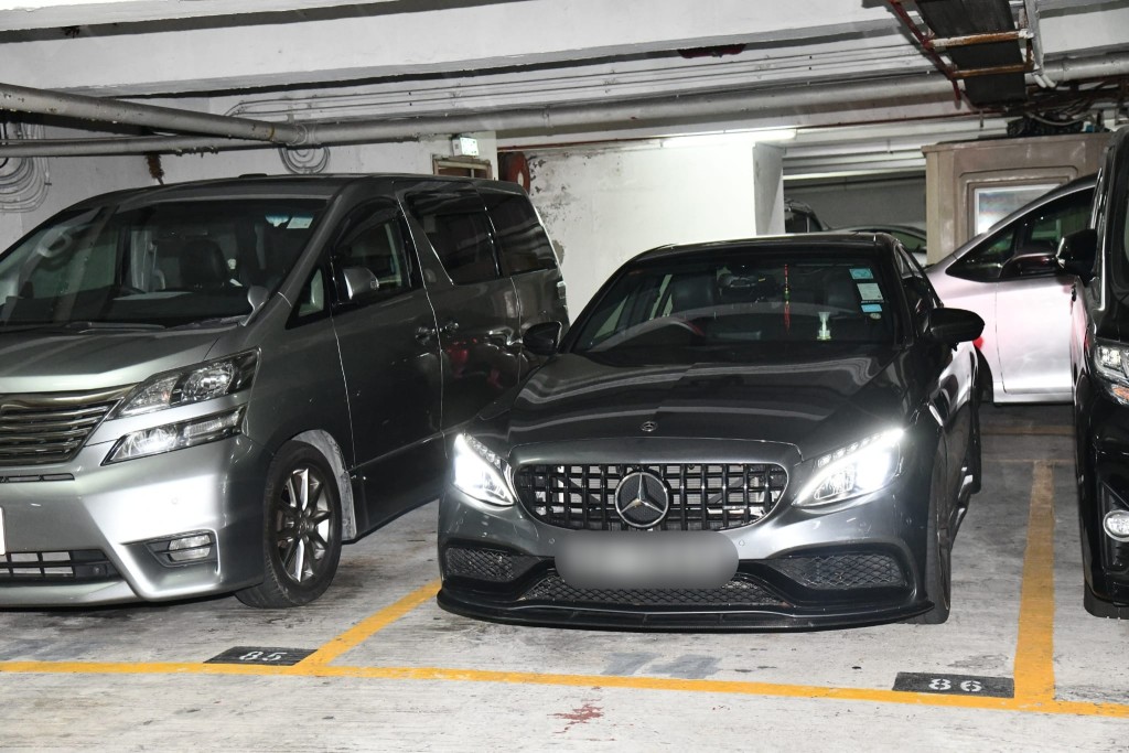 葵芳閣停車場深灰色平治私家車。
