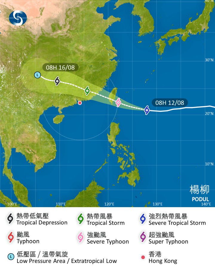 熱帶氣旋位置及路徑圖。