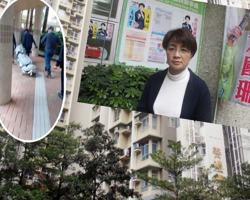方國珊（右小圖）透露，相信是單親家庭的兩母子是善明邨首批居民。
