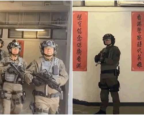 警務處處長鄧炳強在宣傳片中客串反恐特勤隊。影片截圖
