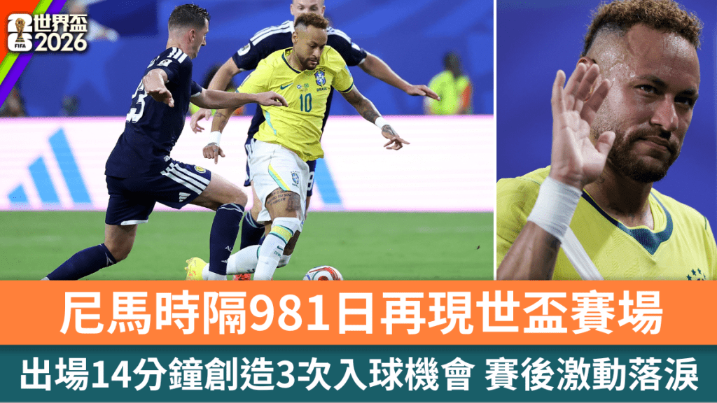 尼馬時隔981日再現世盃賽場，出場14分鐘創造3次入球機會。
