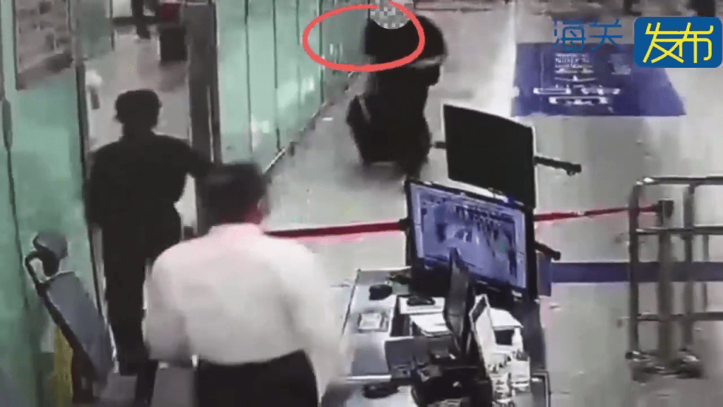 旅客被內地西九龍海關截查。 旅客被內地西九龍海關截查。