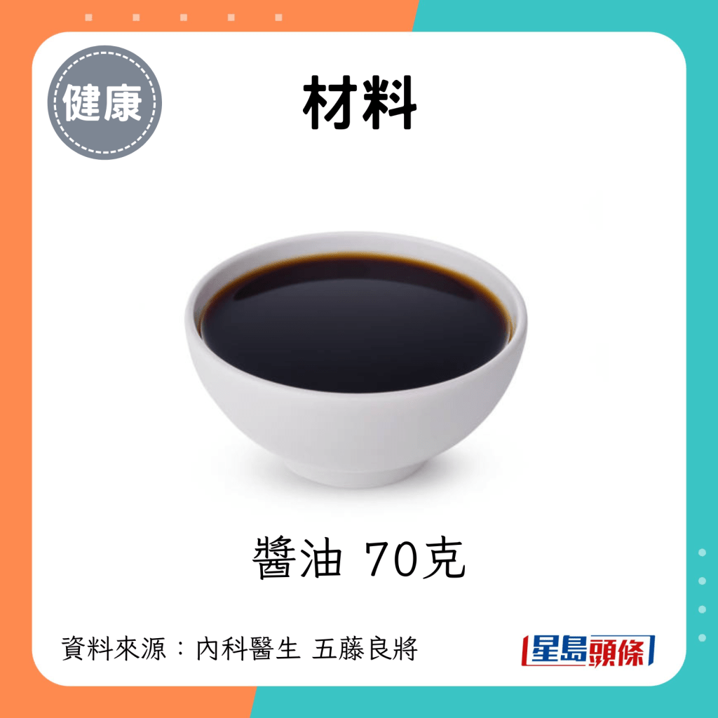 材料：70克醬油。