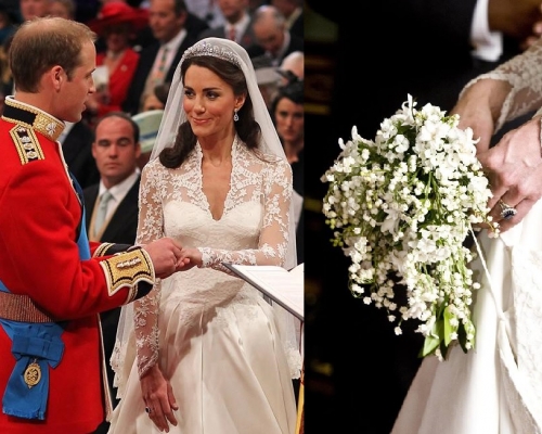 英女皇年代起至劍橋公爵夫人凱特，多位皇室新娘子的花球都用紫薇花作其中一種花材。