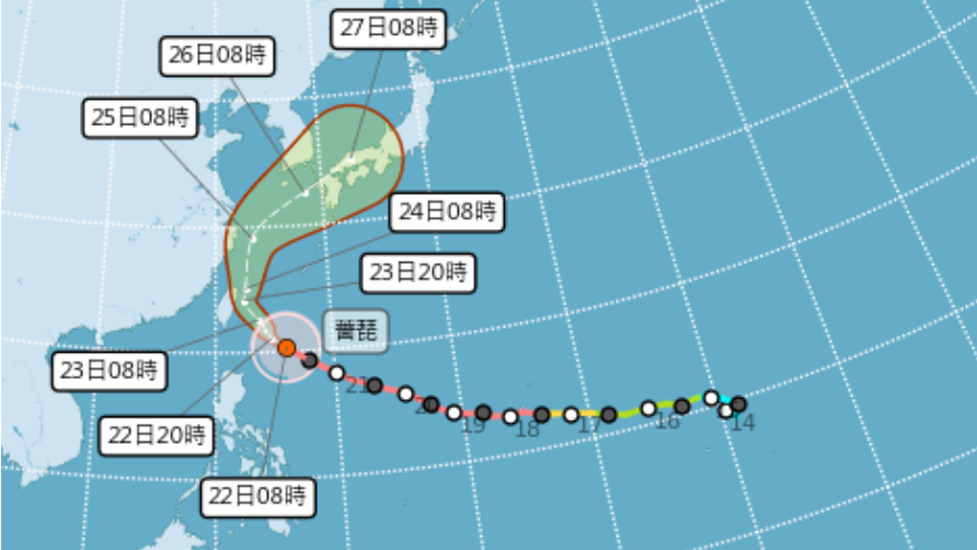 超颱薔琵路徑大幅西偏。 台灣氣象部門