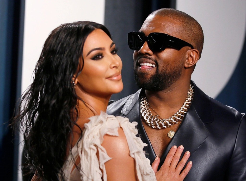 Kanye與前妻Kim於2022年離婚。(美聯社)
