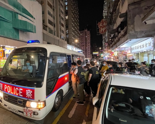 警方於深水埗搗非法麻雀賭檔。警方圖片