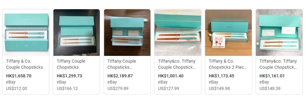 网上见到Tiffany & Co.的筷子，基本上是两对一盒。