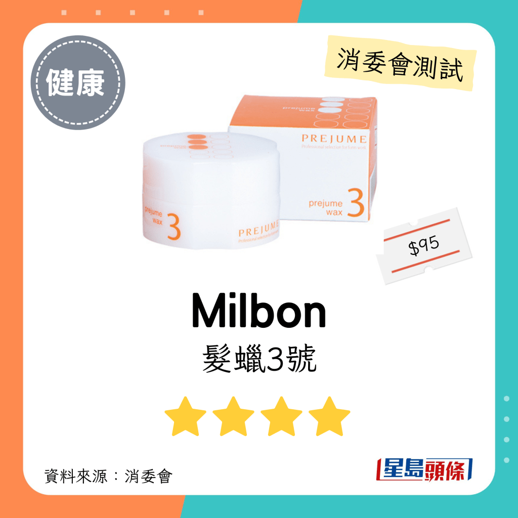 消委會髮泥髮蠟｜Milbon 髮蠟3號