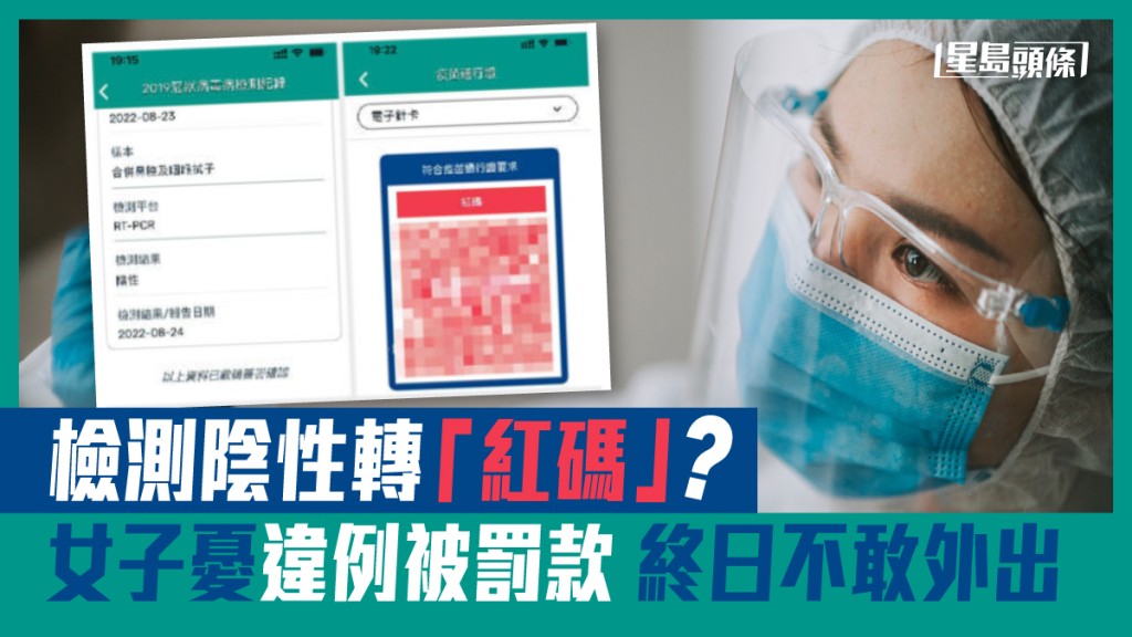 張小姐檢測陰性卻轉為「紅碼」,不敢外出兼投訴無門。 受訪者提供
