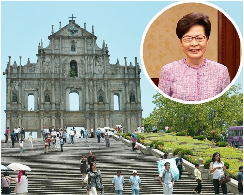 林鄭月娥(小圖)後日(9日,下周一)下午前赴澳門。資料圖片