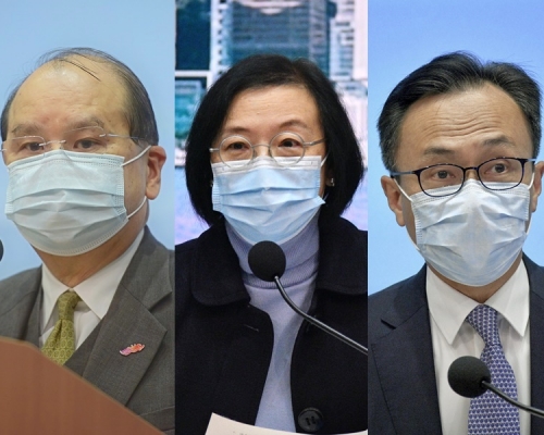左起:張建宗、陳肇始及聶德權。資料圖片