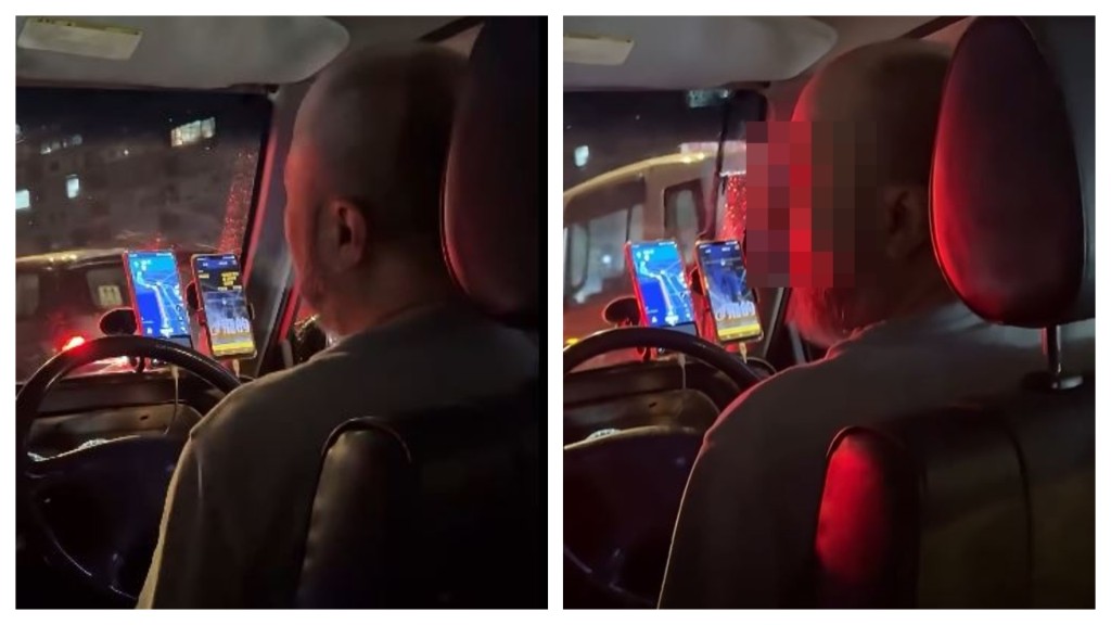 的士司機載客期間吸煙，懶理乘客勸阻。fb「車cam L（香港群組）」影片截圖