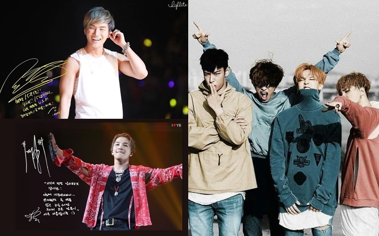 大聲和太陽都在BigBang的15周年給粉絲親筆信答謝。