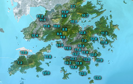 最低氣溫。天文台網站擷圖